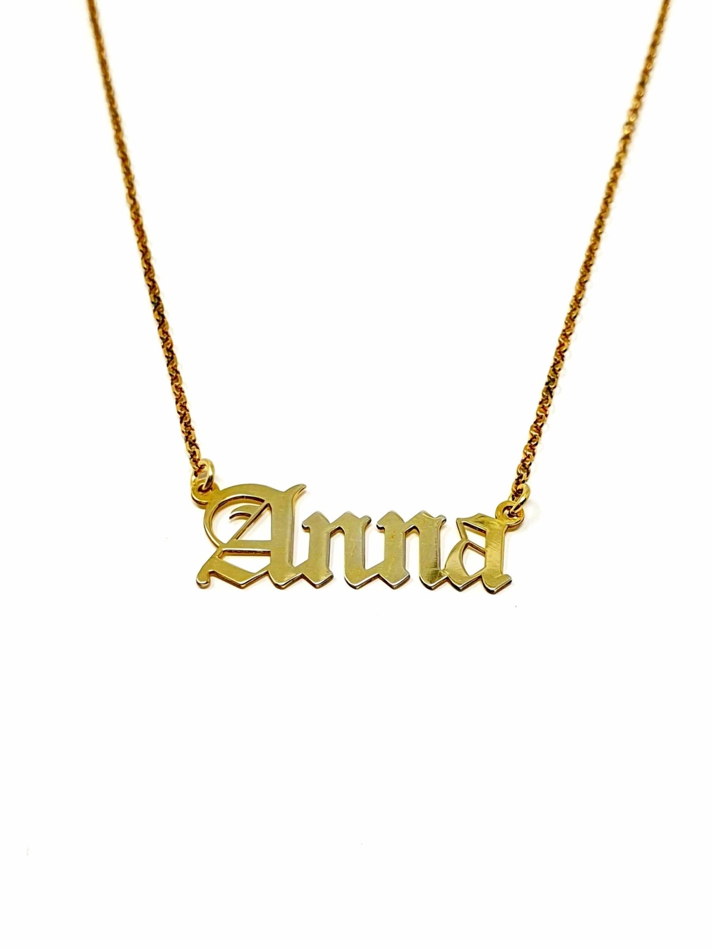 ARGENTO 925/ORO 18 Kt - Collana Personalizzata con Nome Gotico - 333HOPE333