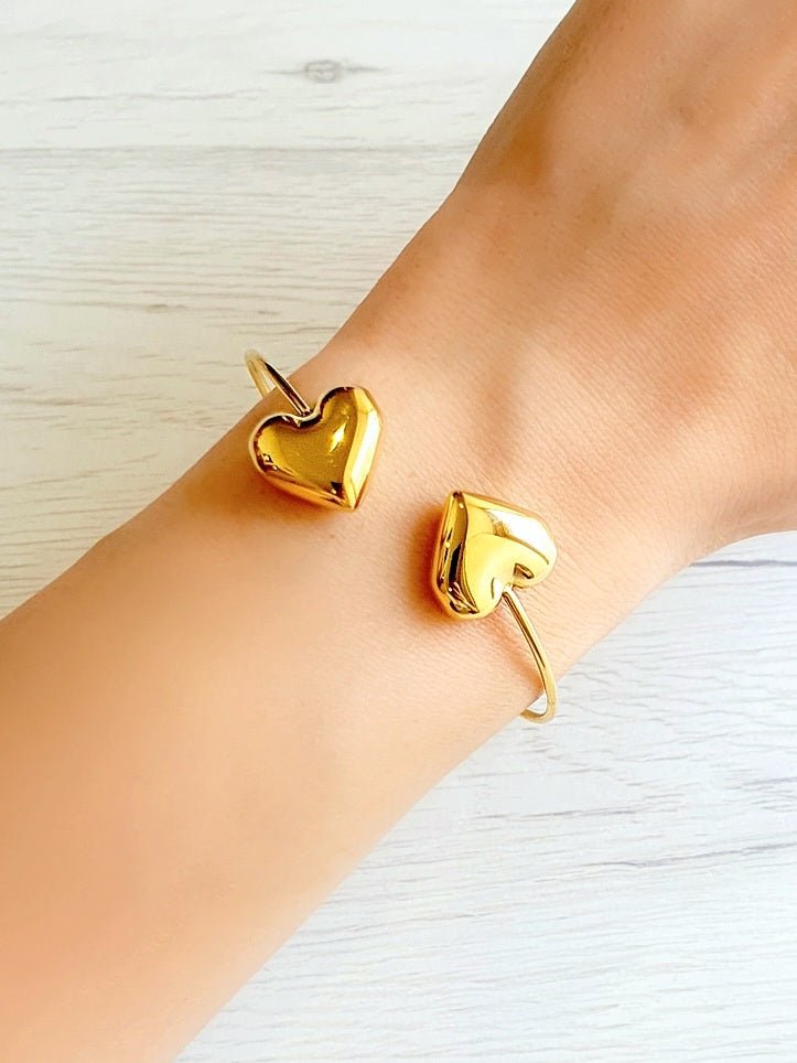 Bracciale bangle "Due Cuori” Gold - 333HOPE333