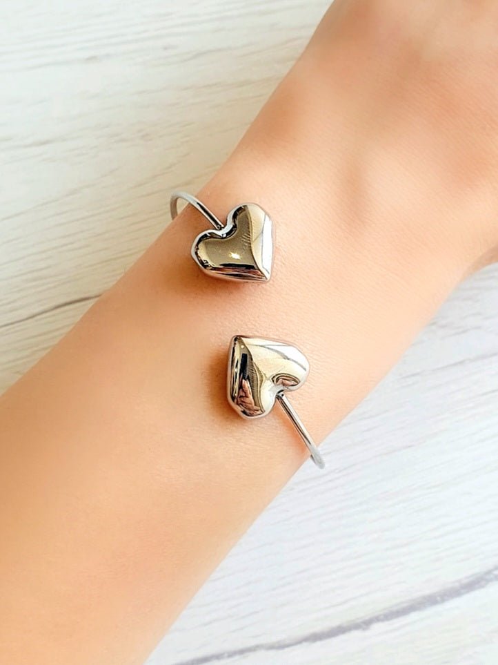 Bracciale bangle "Due Cuori” Silver - 333HOPE333