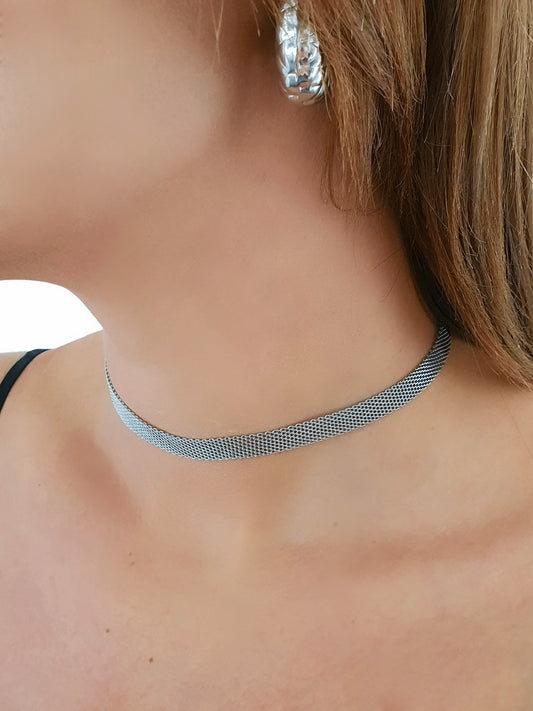 Choker "Metal Silk" Silver - 333HOPE333