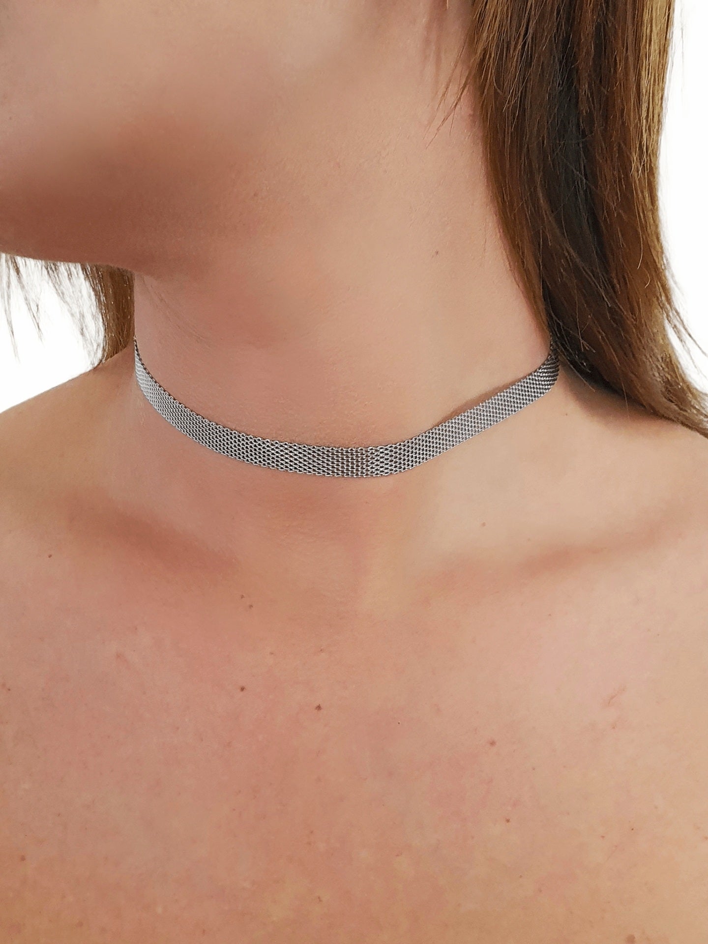 Choker "Metal Silk" Silver - 333HOPE333