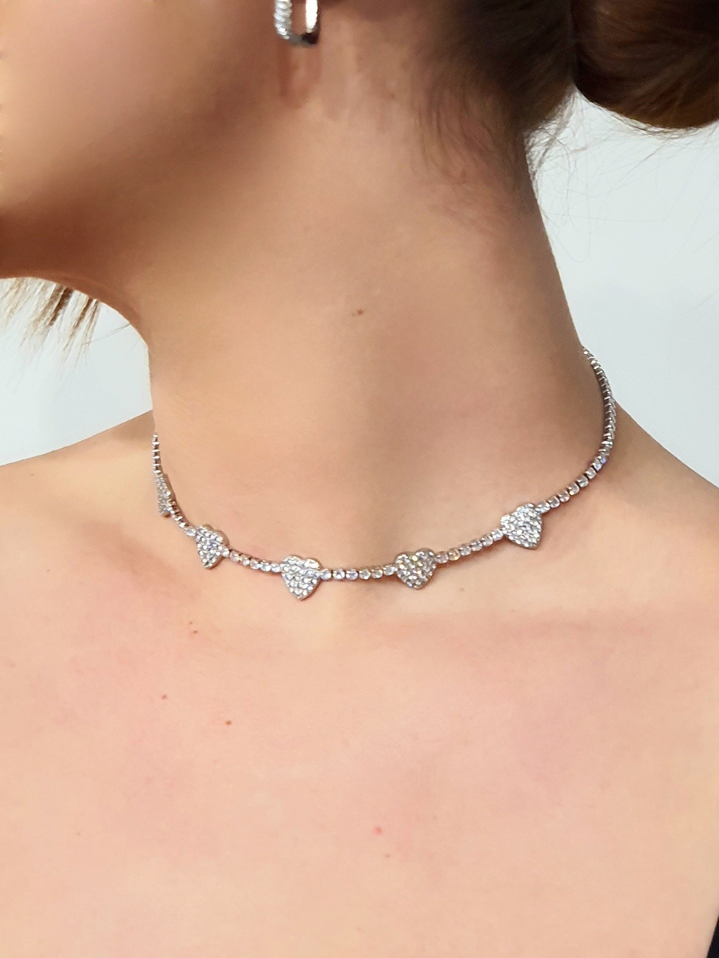 Choker tennis "Hearts" Silver - 333HOPE333