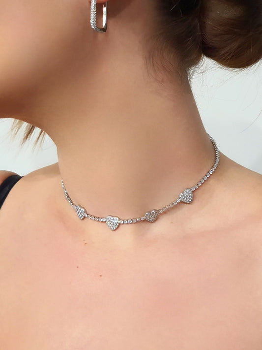 Choker tennis "Hearts" Silver - 333HOPE333