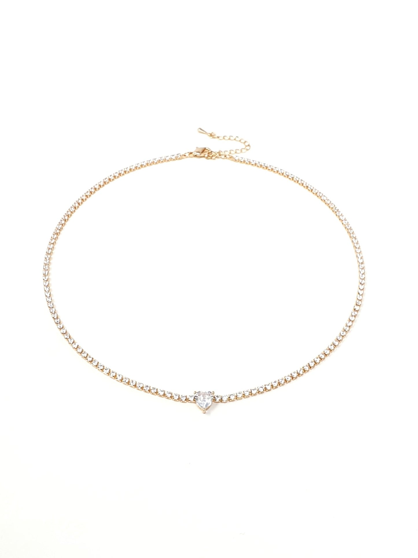 Choker tennis "True Love" gold con cuore clear - 333HOPE333