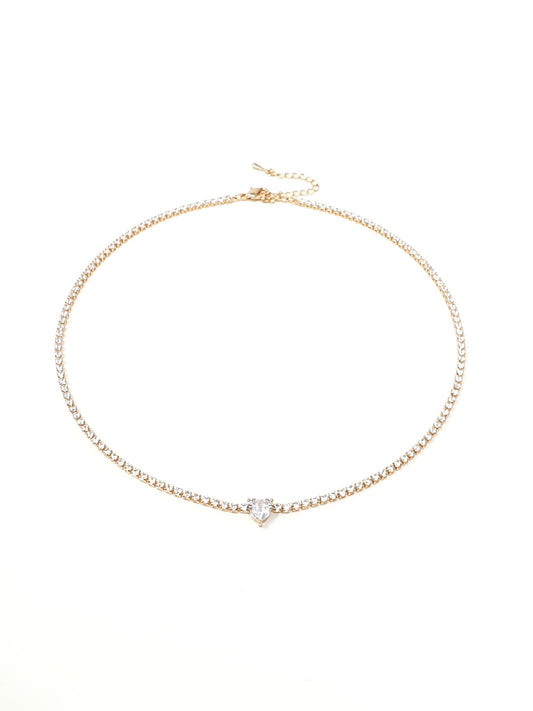 Choker tennis "True Love" gold con cuore clear - 333HOPE333
