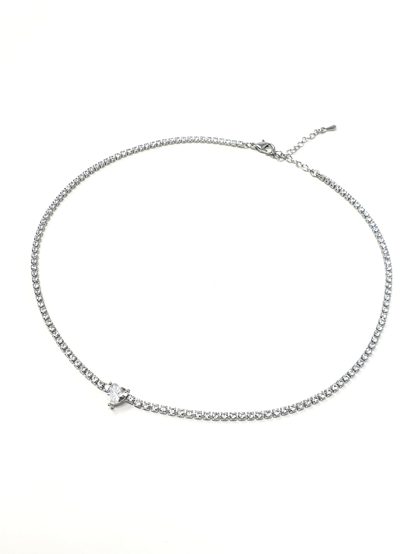 Choker tennis "True Love" silver con cuore clear - 333HOPE333