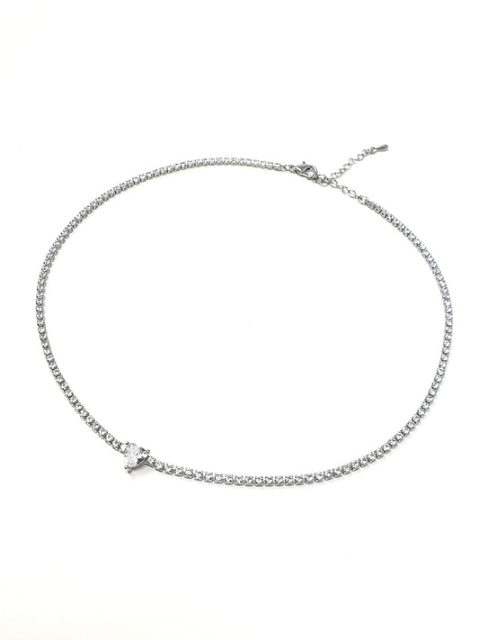 Choker tennis "True Love" silver con cuore clear - 333HOPE333
