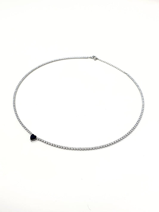 Choker tennis "True Love" silver con cuore nero - 333HOPE333