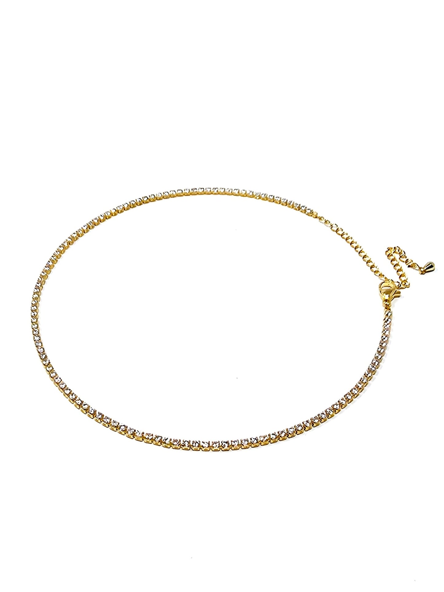 Choker/Girocollo Tennis Gold con Pietre Piccole (2 mm.) - 333HOPE333