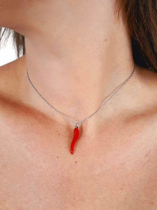 Collana "Corno Smaltato" Silver - 333HOPE333