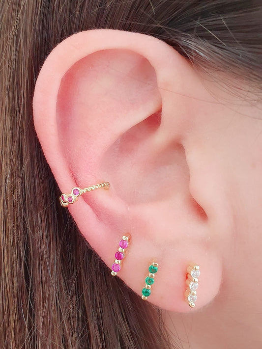 Coppia di lobetti “Jumeirah” in argento 925 placcato oro 18kt con pietre color smeraldo - 333HOPE333