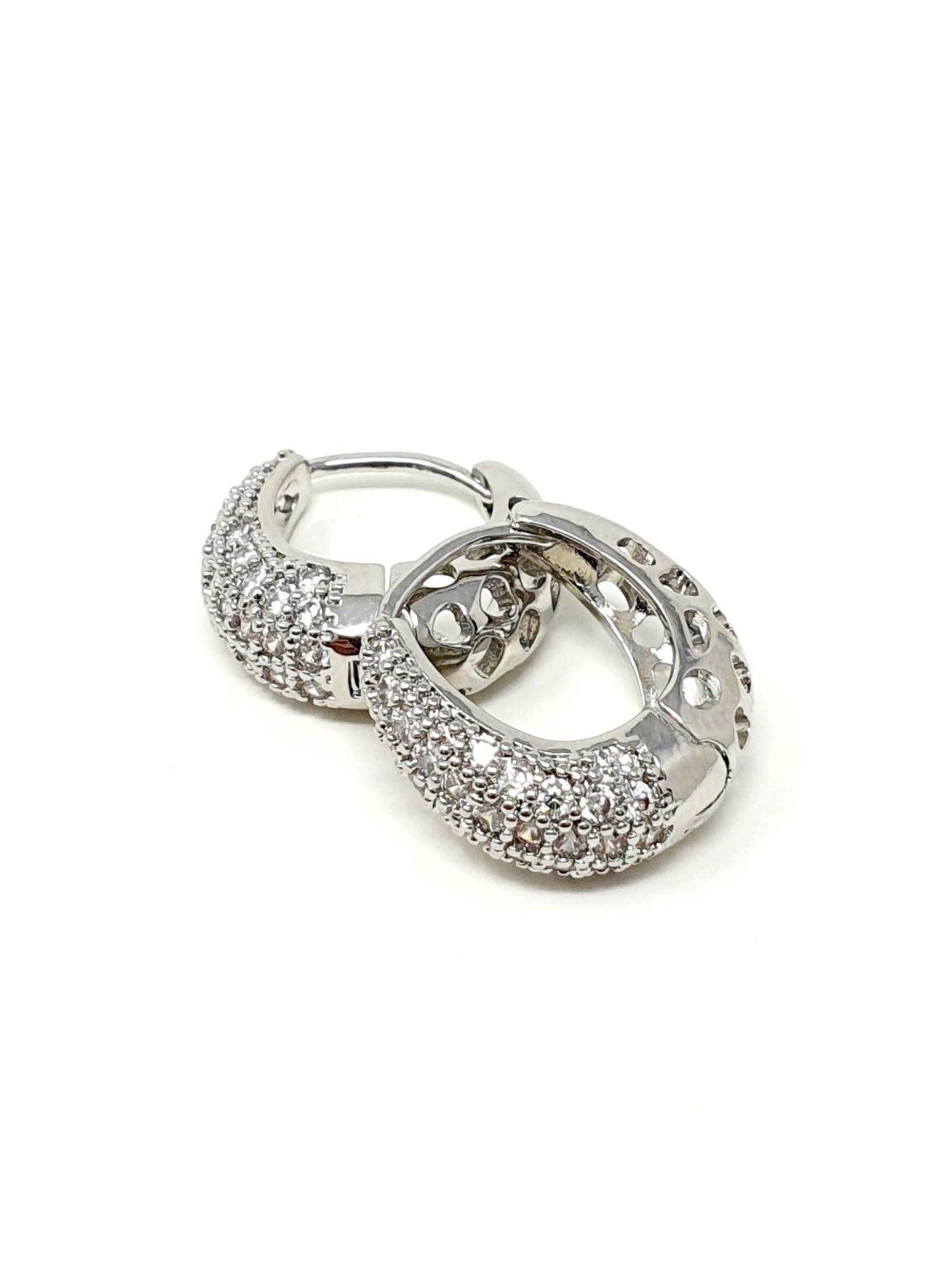 Coppia di mini hoops a goccia “Simona Shine” Silver - 333HOPE333