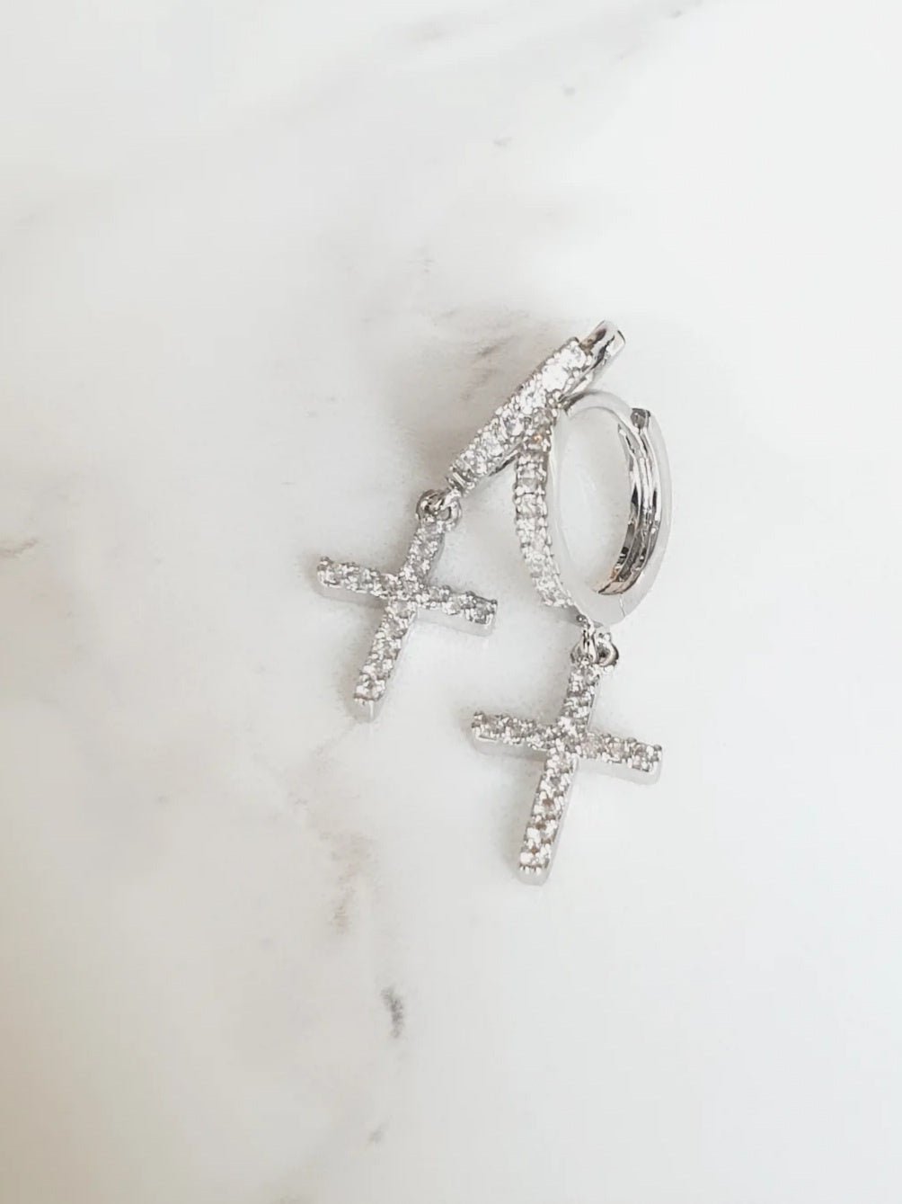 Coppia di mini hoops “Croci” silver - 333HOPE333