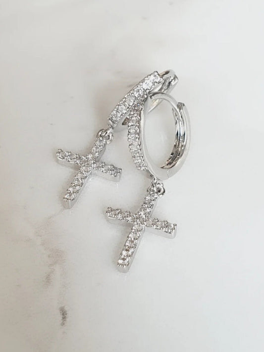 Coppia di mini hoops “Croci” silver - 333HOPE333