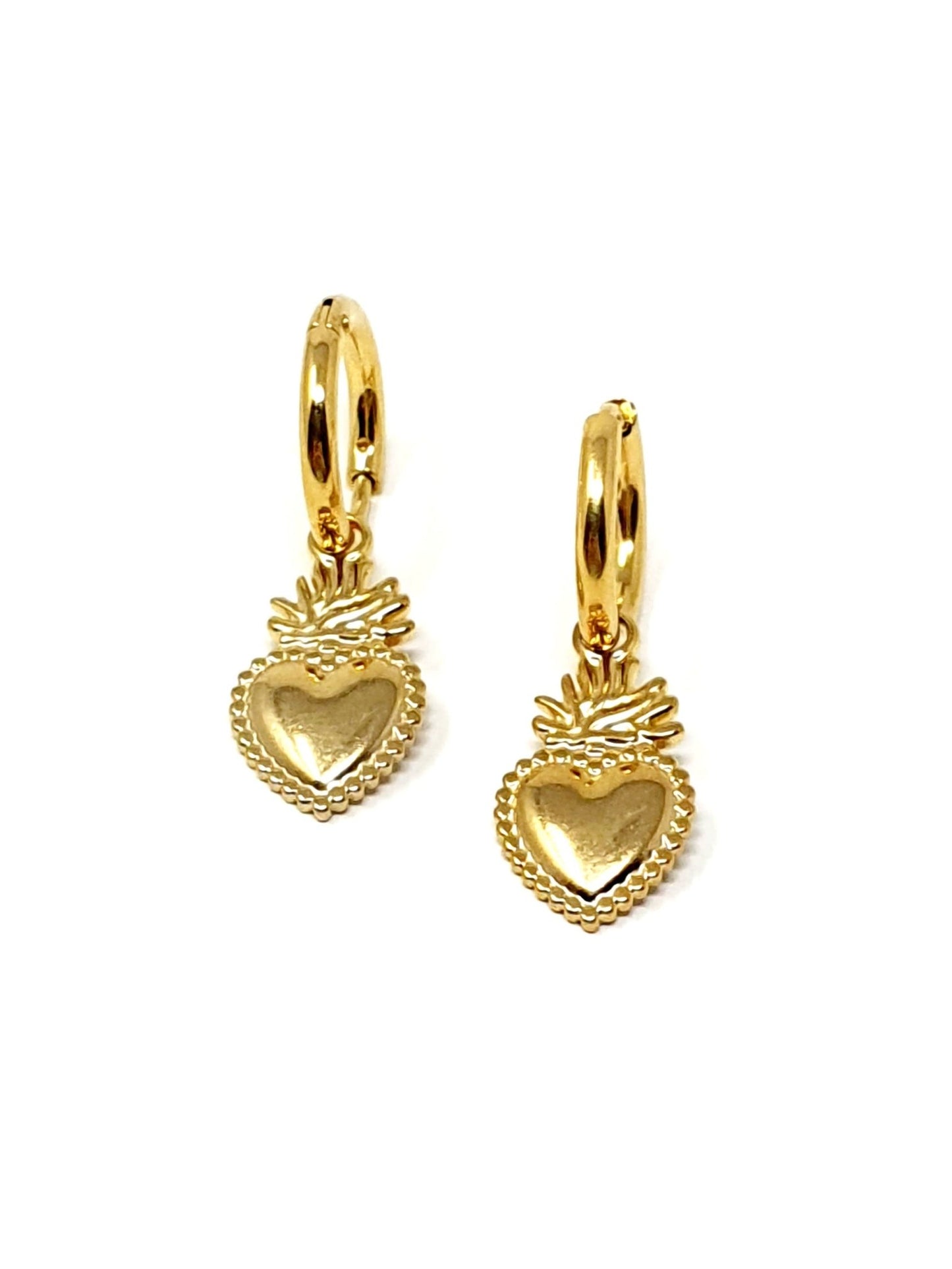 Coppia di mini hoops "Cuore Sacro" Gold - 333HOPE333
