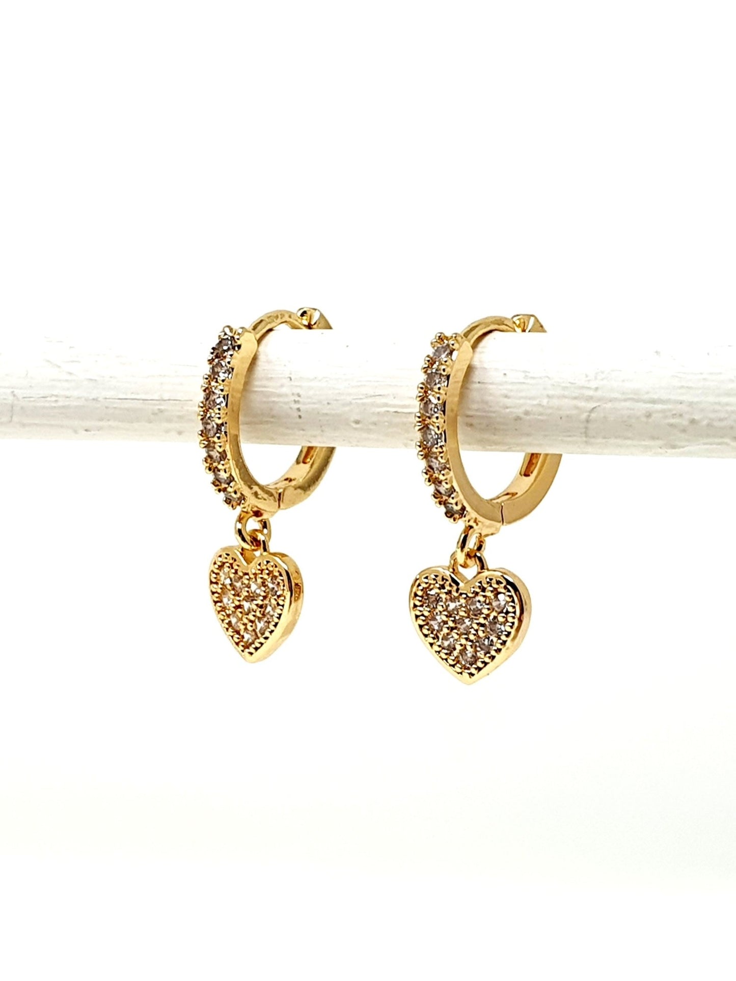 Coppia di mini hoops "Cuori" Gold - 333HOPE333