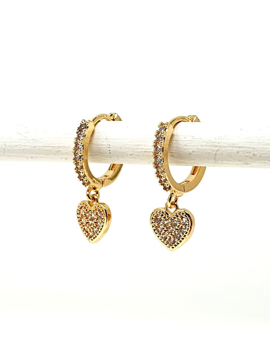 Coppia di mini hoops "Cuori" Gold - 333HOPE333