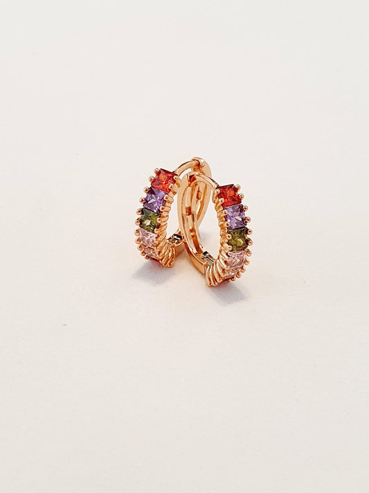 Coppia di mini hoops “Princess” Gold & Multicolor - 333HOPE333