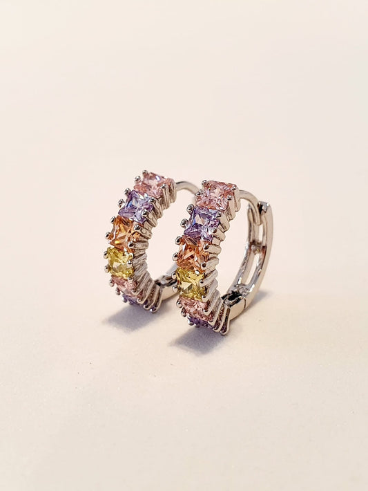 Coppia di mini hoops “ Princess” Silver & Multicolor - 333HOPE333