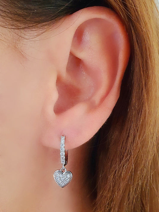 Coppia di mini hoops “Shining Heart” Silver - 333HOPE333