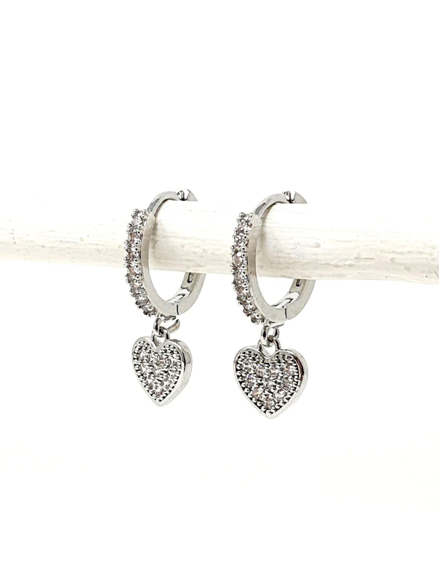 Coppia di mini hoops “Shining Heart” Silver - 333HOPE333