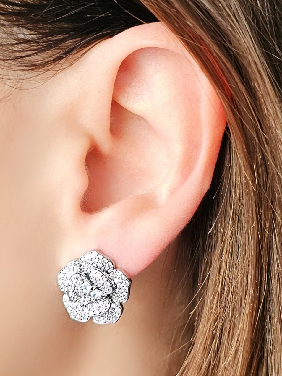 Coppia di Orecchini "Camelia Big" Silver - 333HOPE333