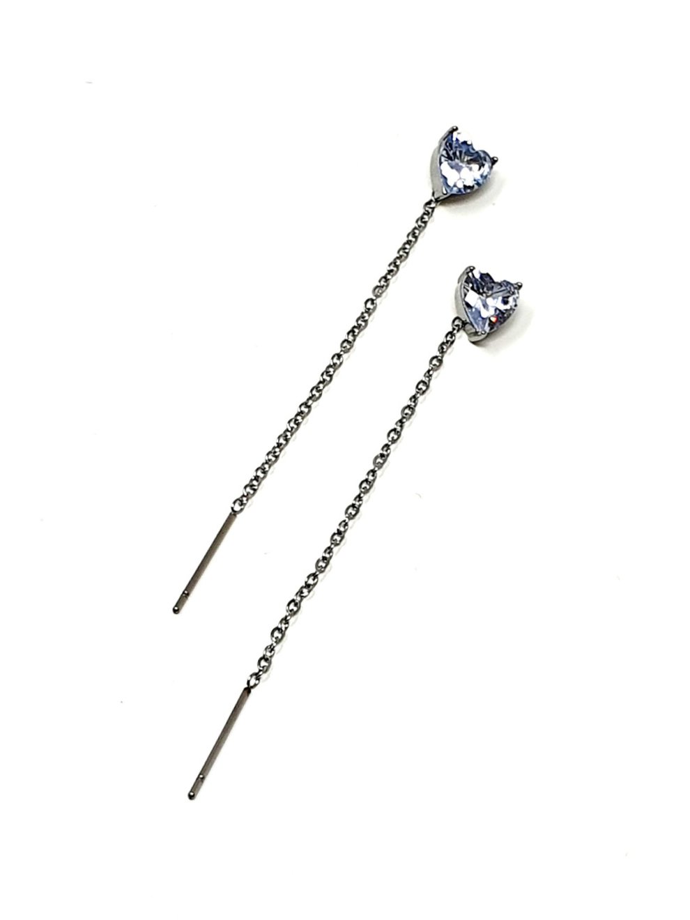 Coppia di Orecchini Saliscendi Silver con Pietra Taglio Cuore - 333HOPE333