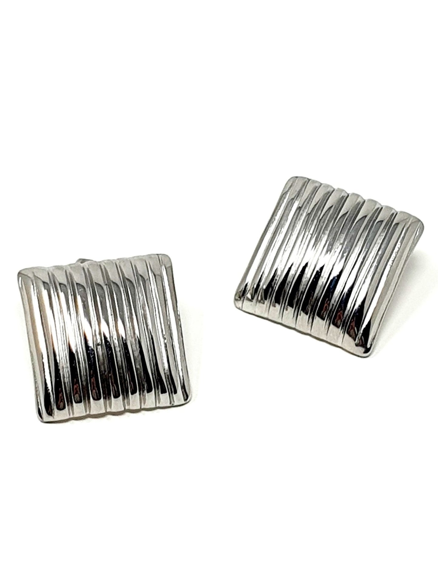 Coppia di Orecchini "Striped Squares” Silver - 333HOPE333