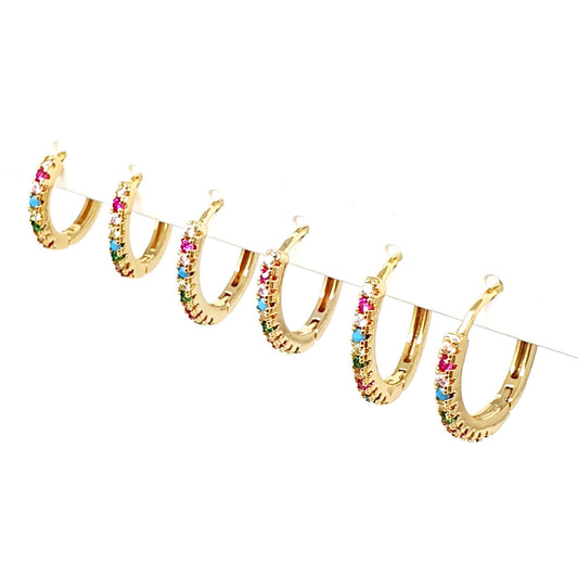 Set di 6 mini hoops “Esmeralda Shine" Gold & Multicolor - 333HOPE333