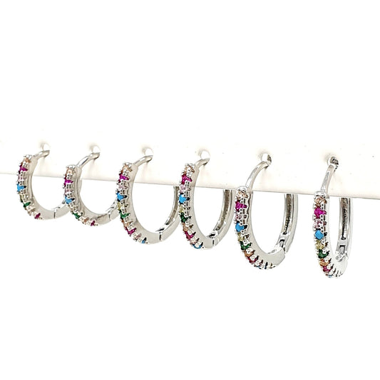 Set di 6 mini hoops “Esmeralda Shine" Silver & Multicolor - 333HOPE333