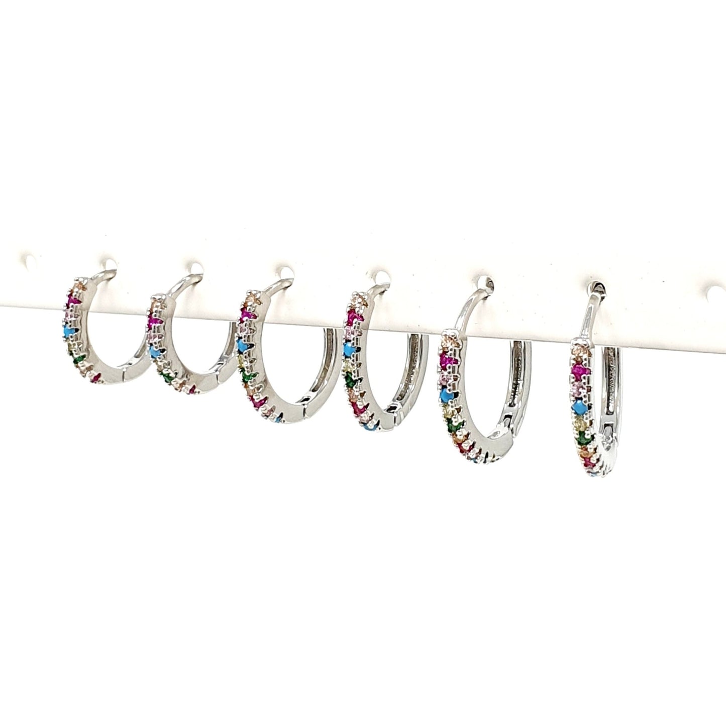 Set di 6 mini hoops “Esmeralda Shine" Silver & Multicolor - 333HOPE333
