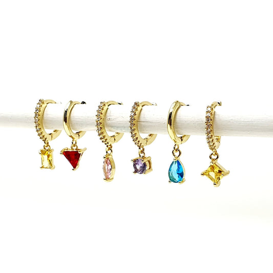 Set di 6 mini hoops “Stones" Gold - 333HOPE333