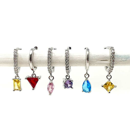 Set di 6 mini hoops “Stones" Silver - 333HOPE333