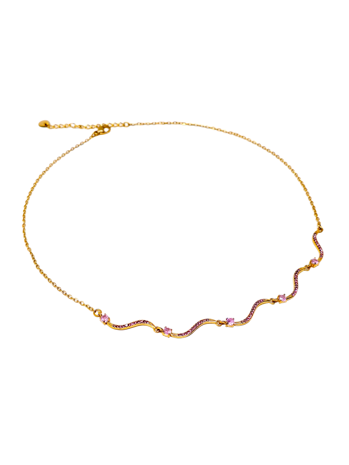 Collana Girocollo "Artemide" Gold con Pietre Quarzo Rosa
