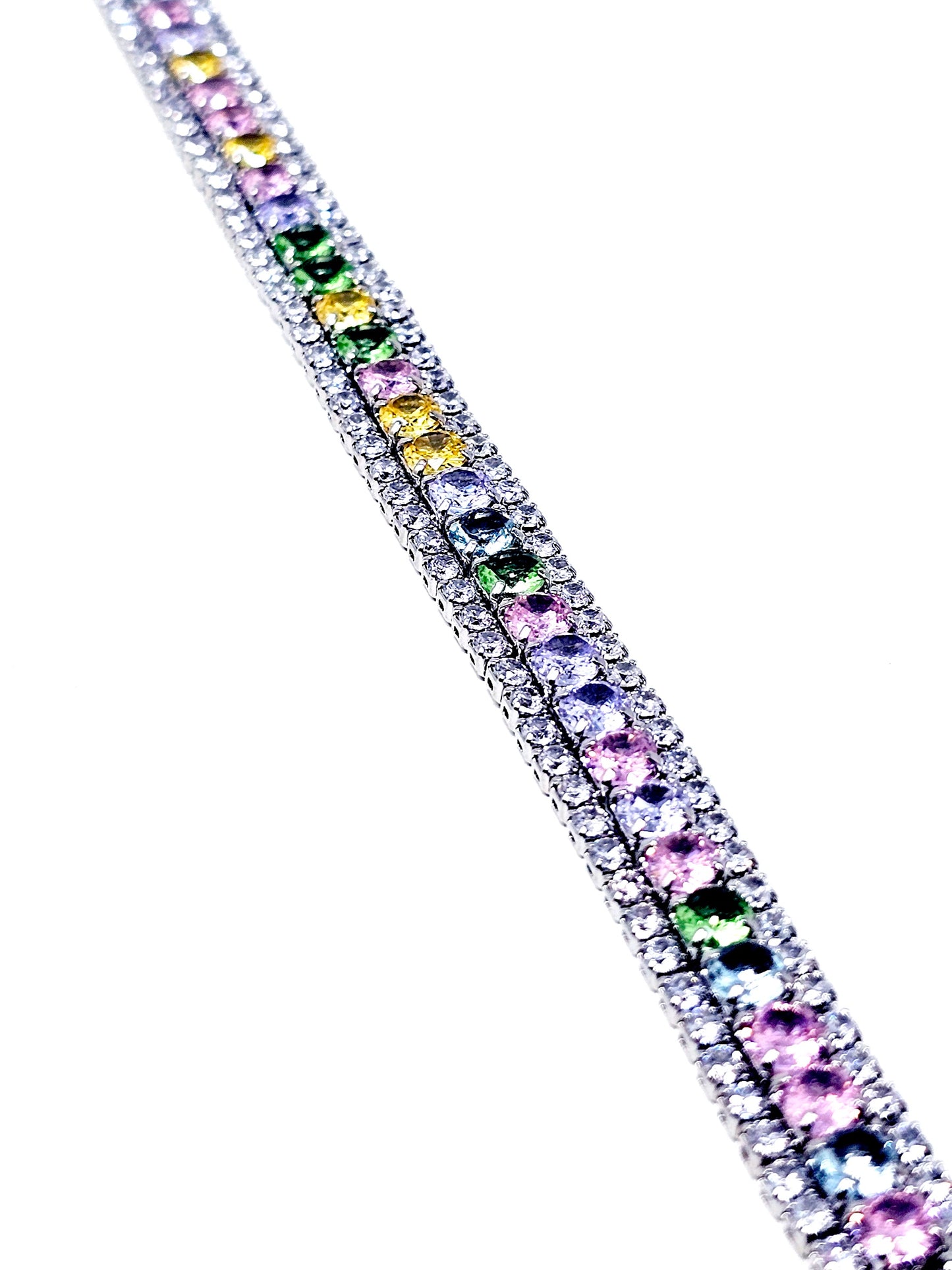 Bracciale Tennis "Infinity" Silver con Pietre Pastel Colors