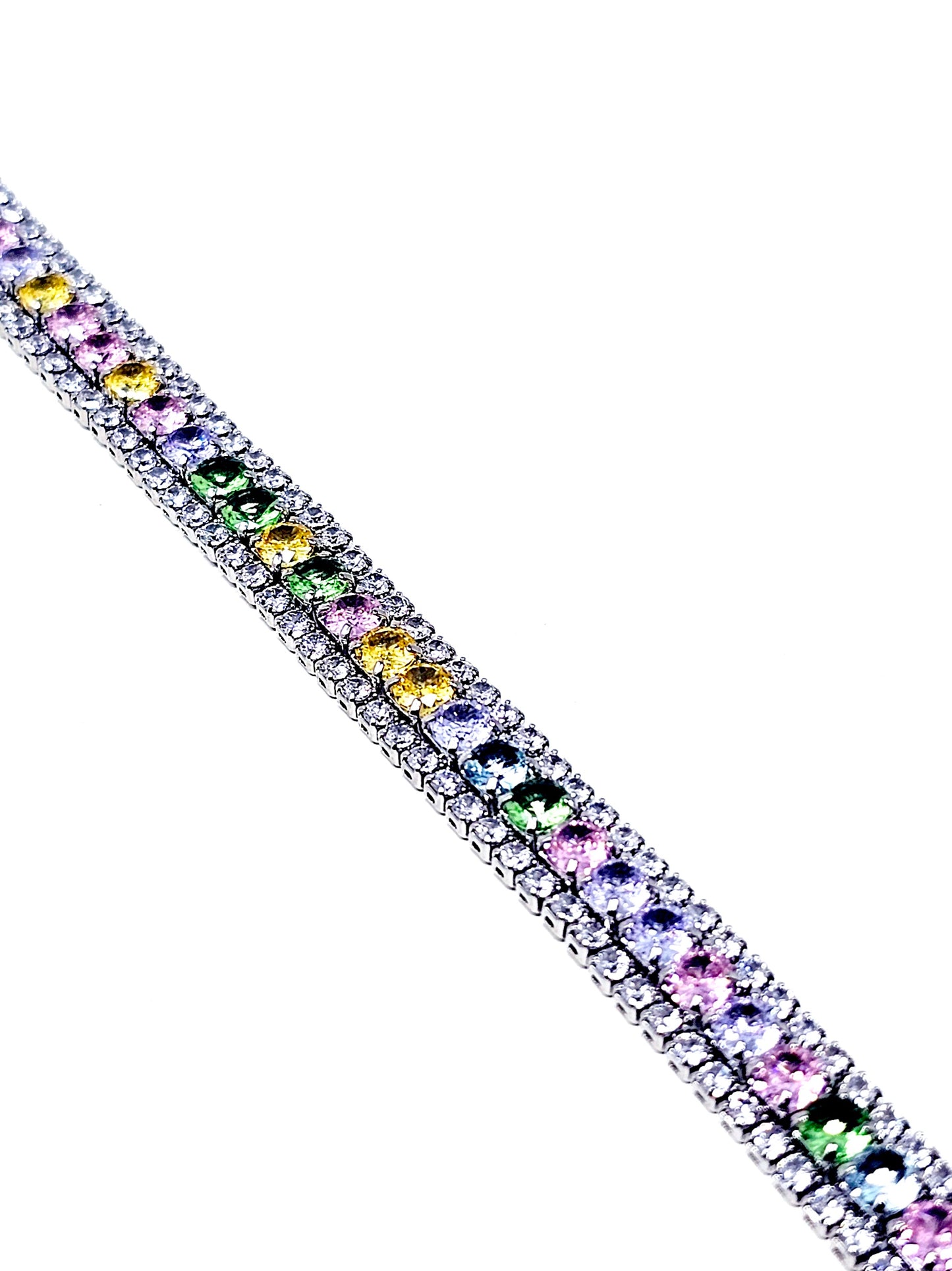 Bracciale Tennis "Infinity" Silver con Pietre Pastel Colors