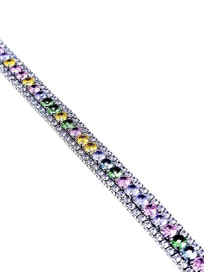 Bracciale Tennis "Infinity" Silver con Pietre Pastel Colors
