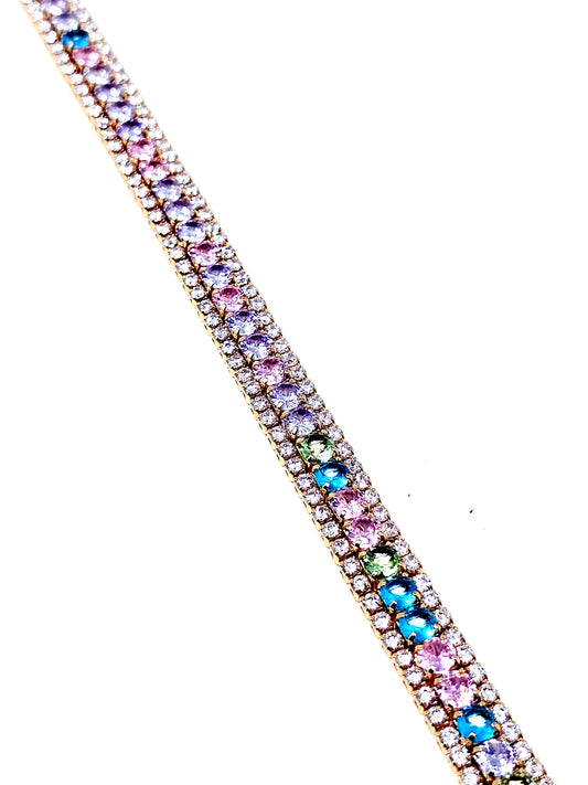 Bracciale Tennis "Infinity" Gold con Pietre Pastel Colors