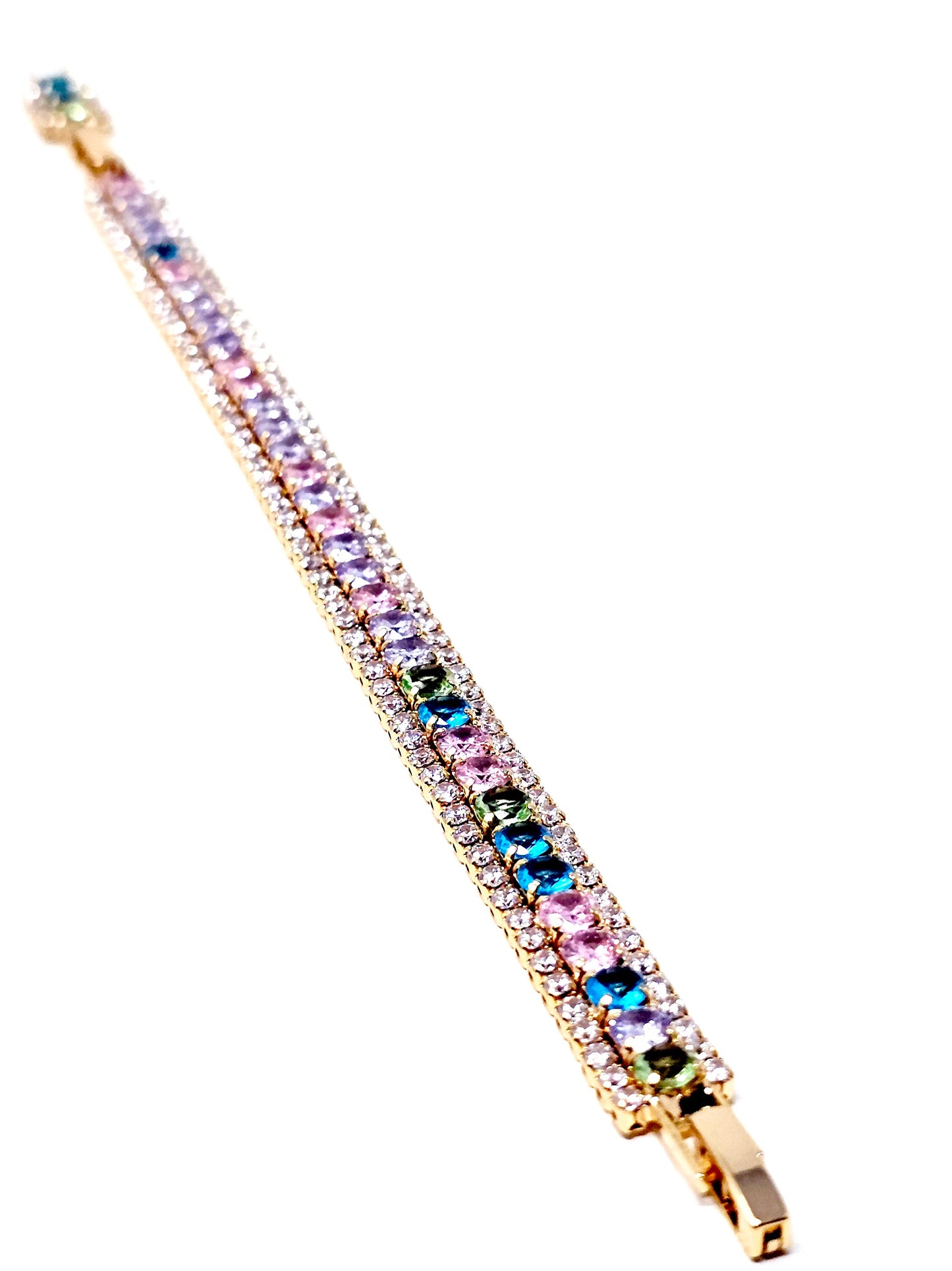Bracciale Tennis "Infinity" Gold con Pietre Pastel Colors