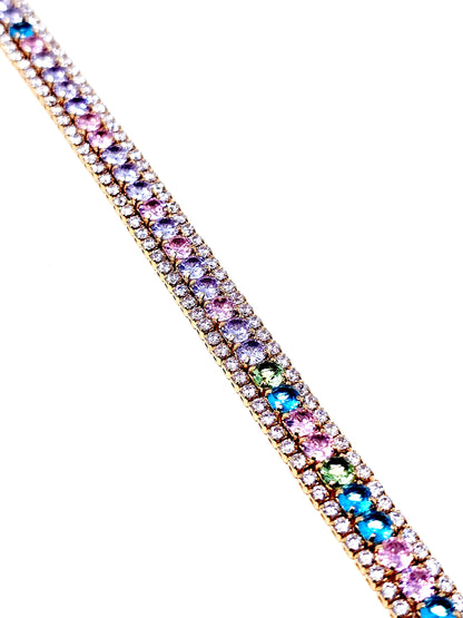 Bracciale Tennis "Infinity" Gold con Pietre Pastel Colors