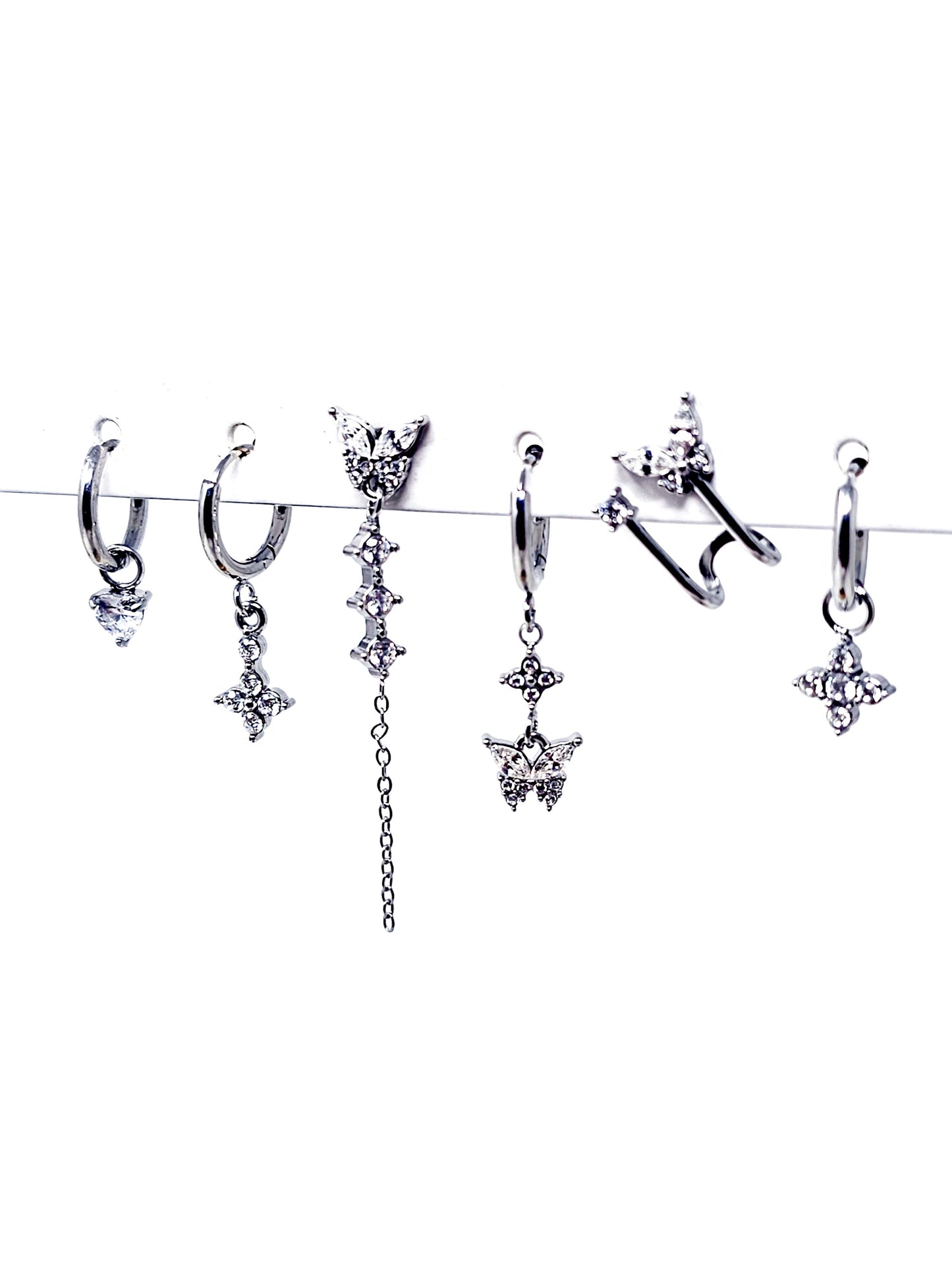 Set di 6 Orecchini "Butterfly" Silver