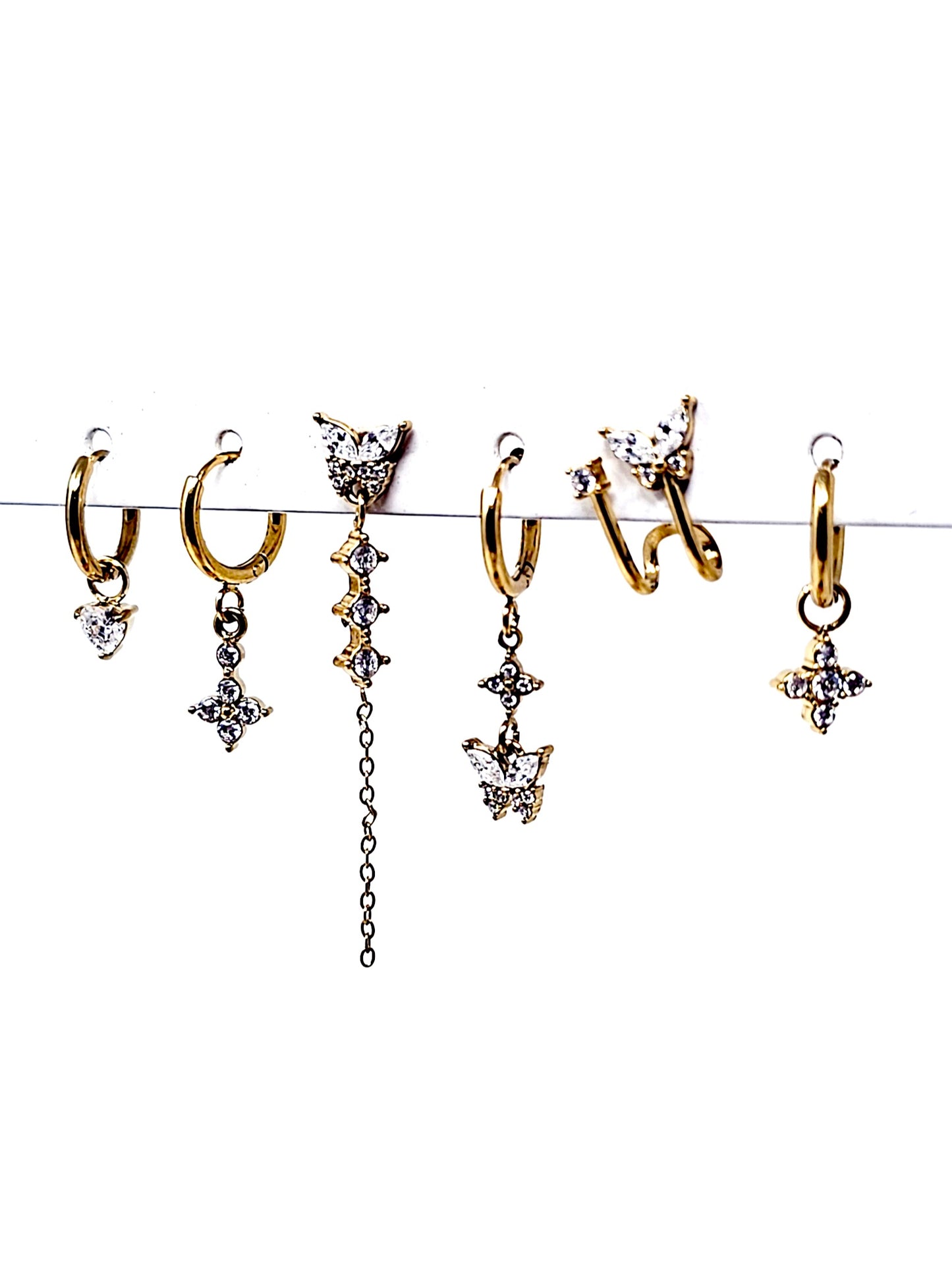 Set di 6 Orecchini "Butterfly" Gold