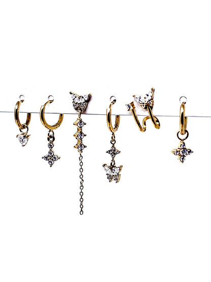 Set di 6 Orecchini "Butterfly" Gold