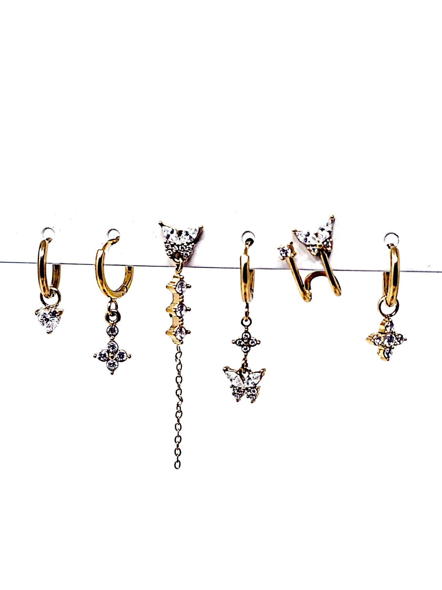 Set di 6 Orecchini "Butterfly" Gold