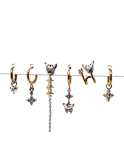 Set di 6 Orecchini "Butterfly" Gold