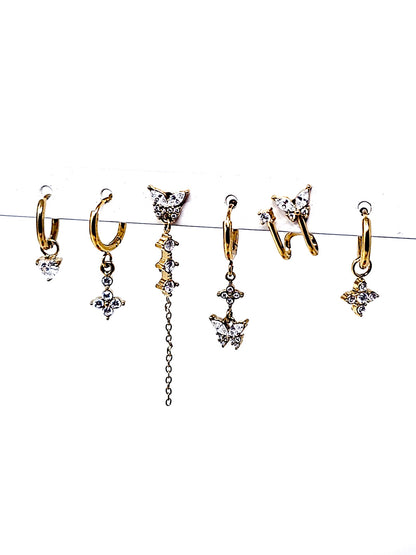 Set di 6 Orecchini "Butterfly" Gold