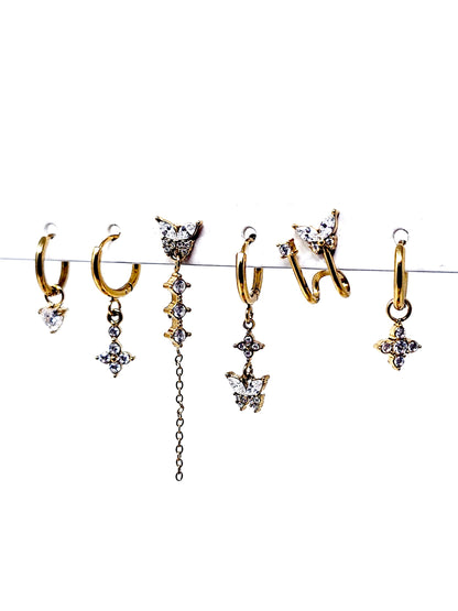 Set di 6 Orecchini "Butterfly" Gold