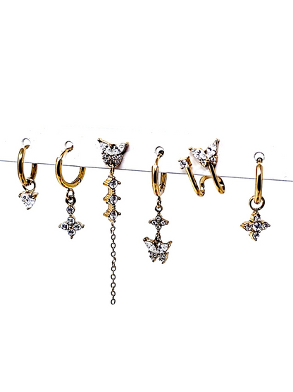 Set di 6 Orecchini "Butterfly" Gold