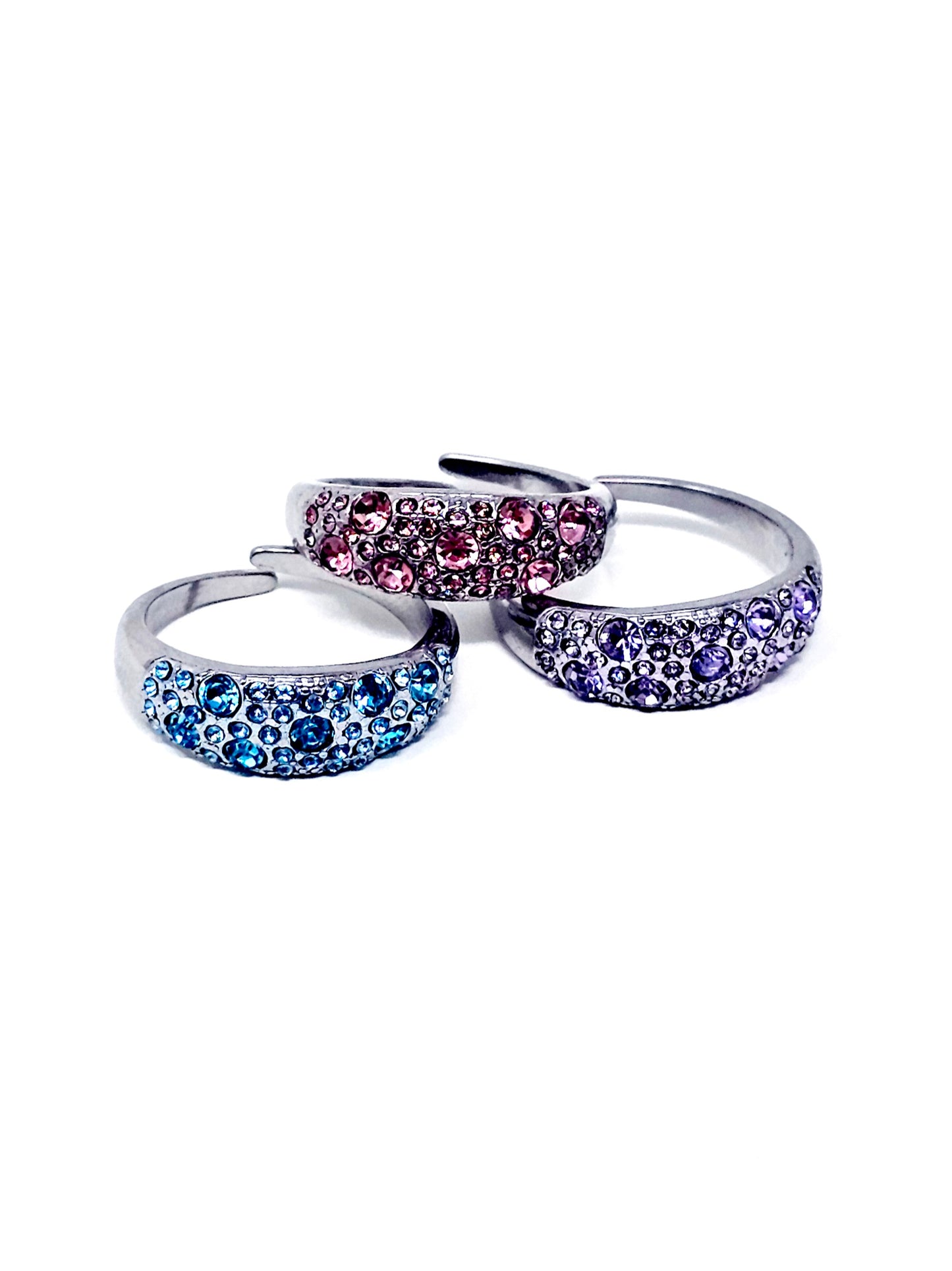 Anello Regolabile "Artemide" Silver con Pietre Color Quarzo Rosa o Acquamarina o Ametista