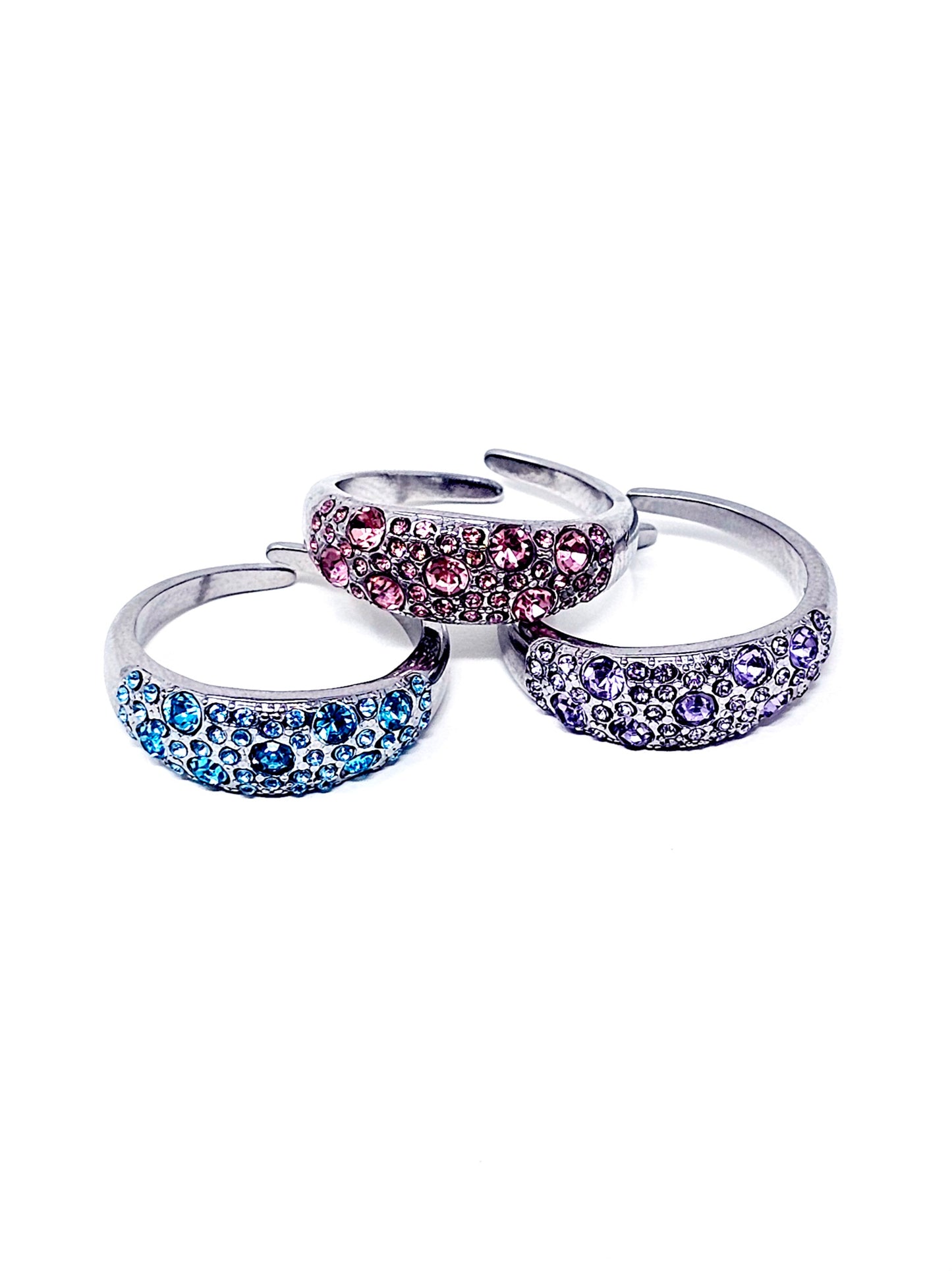 Anello Regolabile "Artemide" Silver con Pietre Color Quarzo Rosa o Acquamarina o Ametista